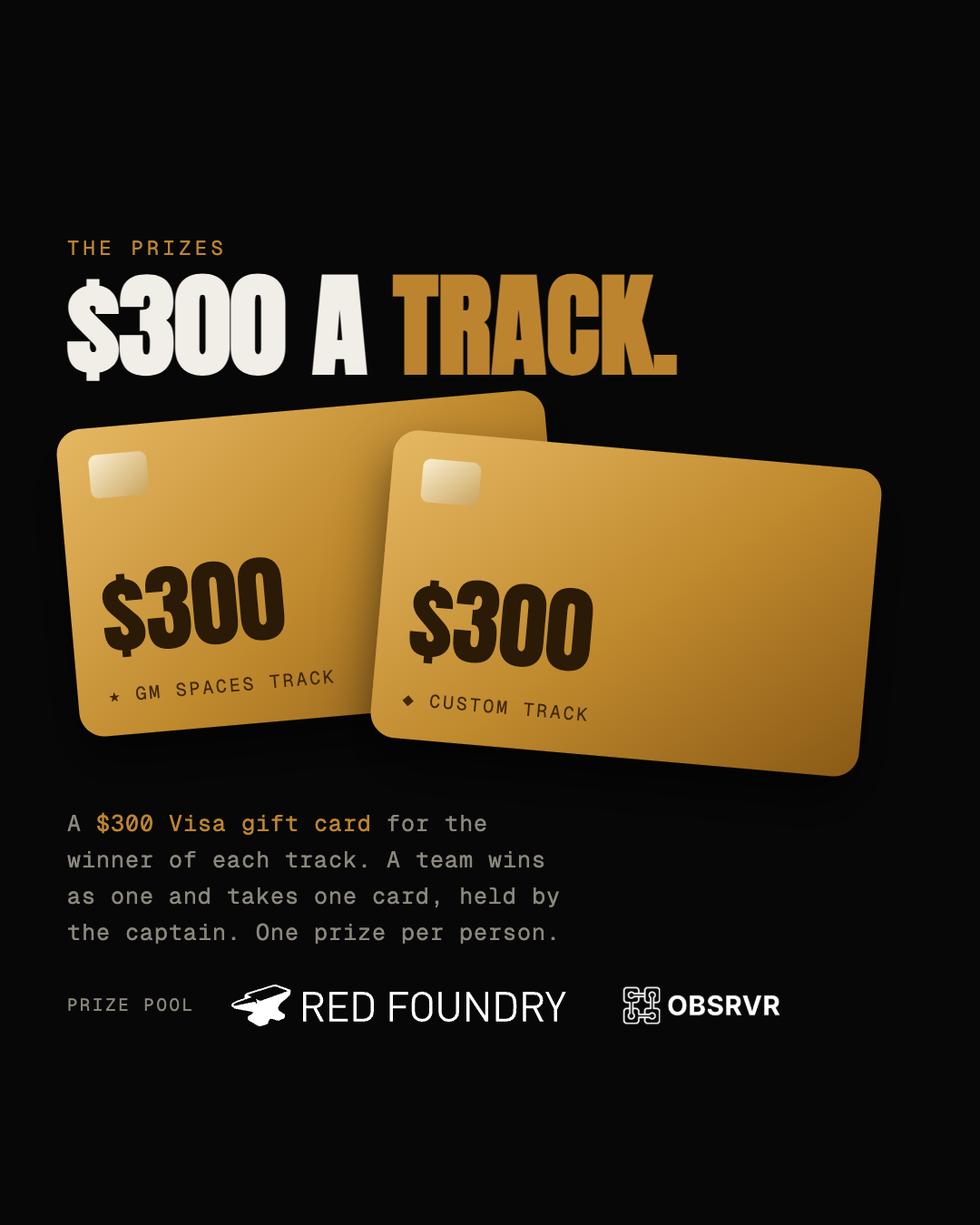 Two $300 Visa gift cards